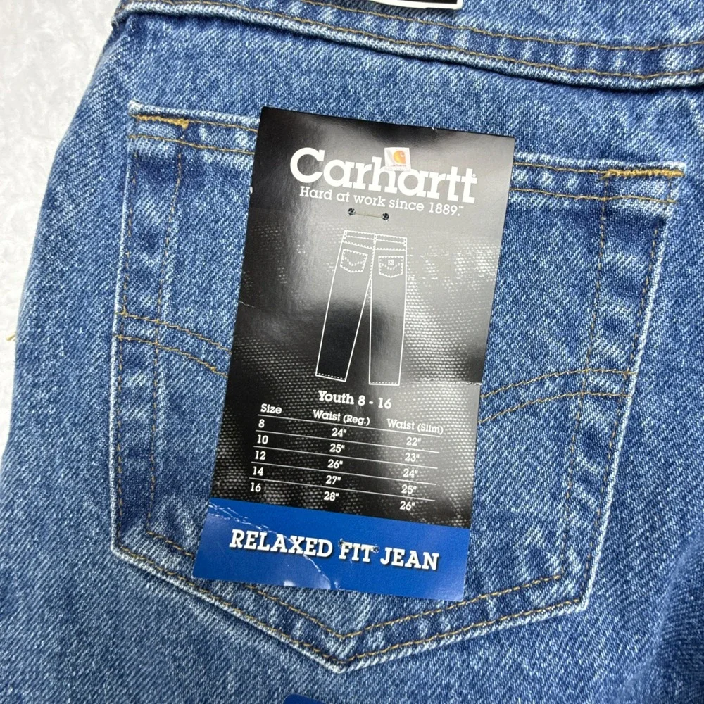 Carhartt Relaxed Fit Jeans Youth 16 Slim Blue Denim YYB160 STW‎ NWT